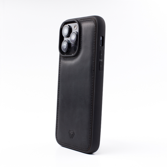 For iPhone 12 Premium Leather Backcover Black